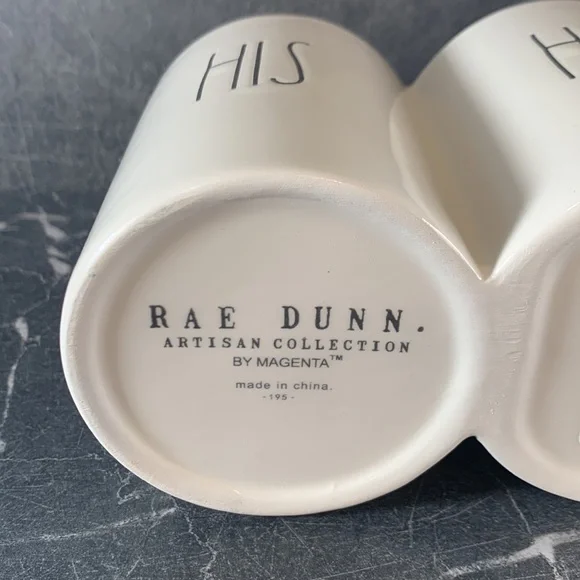 Rae Dunn Ceramic cream color HIS HERS cup for brushes - Picture 4 of 4